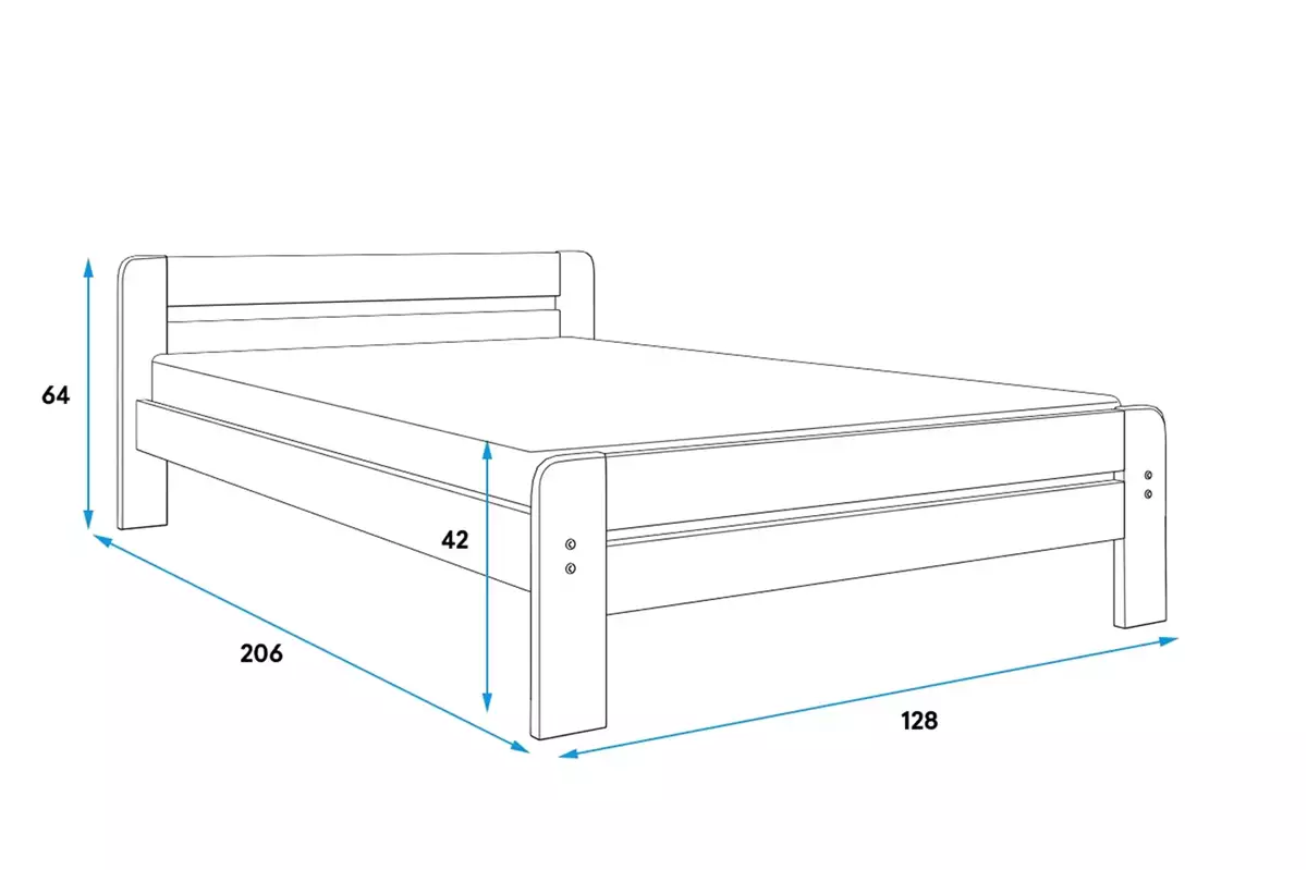 Abmessungen und Spezifikationen für Doppelbett Dallas, 120x200, mit Matratze, weiß Abmessungen und Spezifikationen für Doppelbett Dallas, 120x200, mit Matratze, weiß
