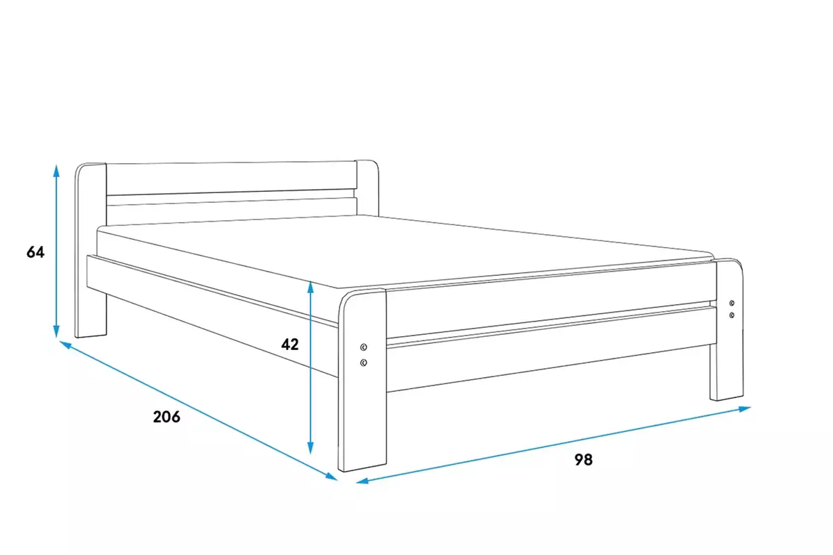 Abmessungen und Spezifikationen für Doppelbett Dallas, 90x200, mit Matratze, weiß Abmessungen und Spezifikationen für Doppelbett Dallas, 90x200, mit Matratze, weiß