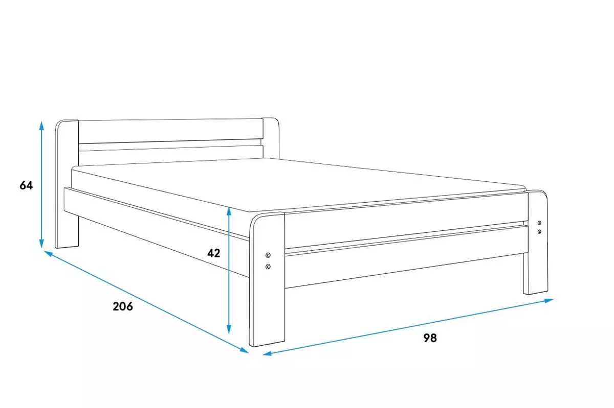 Abmessungen und Spezifikationen für Doppelbett Dallas, 90x200, weiß Abmessungen und Spezifikationen für Doppelbett Dallas, 90x200, weiß