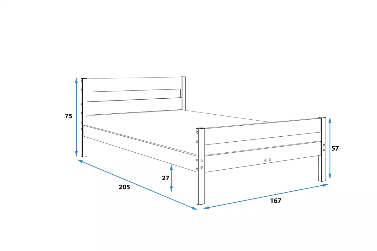 Abmessungen und Spezifikationen für Doppelbett Orbis, 160x200, mit Matratze, naturholz Abmessungen und Spezifikationen für Doppelbett Orbis, 160x200, mit Matratze, naturholz