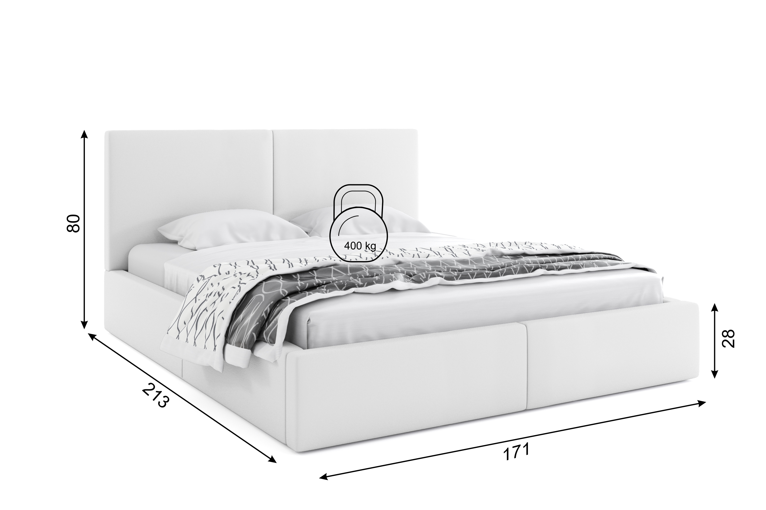 Dimensions et spécifications pour Polsterbett Schlafzimmerbett Doppelbett HILTON 160X200 mit Matratze und Stauraum, weiß Dimensions et spécifications pour Polsterbett Schlafzimmerbett Doppelbett HILTON 160X200 mit Matratze und Stauraum, weiß