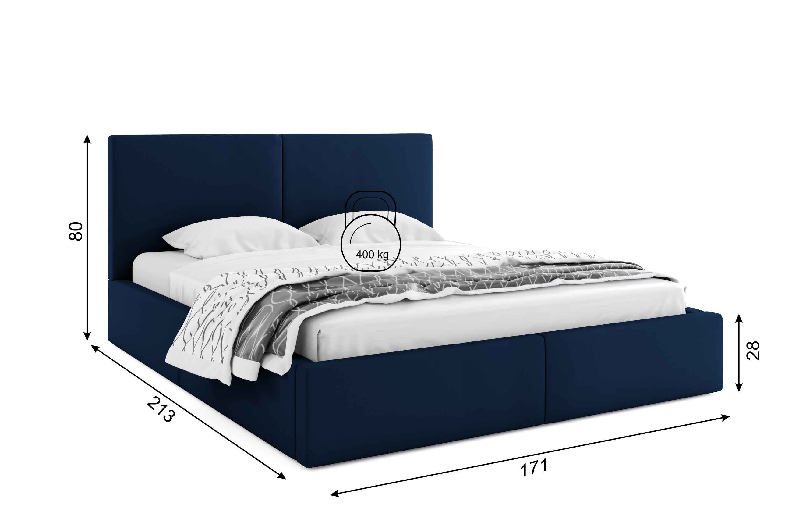 Dimensions et spécifications pour Polsterbett Schlafzimmerbett Doppelbett HILTON 160X200 mit Matratze und Stauraum, blau Dimensions et spécifications pour Polsterbett Schlafzimmerbett Doppelbett HILTON 160X200 mit Matratze und Stauraum, blau