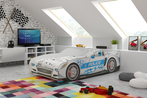 Kinderbett Cars, 80x160, mit Matratze, silber