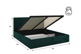 Polsterbett Schlafzimmerbett Doppelbett HILTON 180X200 mit Stauraum, grün