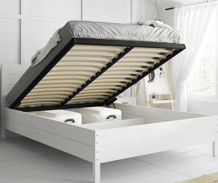 Doppelbett 160x200 – Continental Weiß mit hochklappbarem Lattenrost