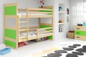 Stockbett für Jugendliche Richard, 90x200, mit Matratze, Kiefer/grün