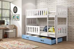 Stockbett für Jugendliche Jakob, 90x200, mit Schublade, weiß/blau