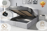 Polsterbett Schlafzimmerbett Doppelbett HILTON 140X200 mit Stauraum, hellgrau