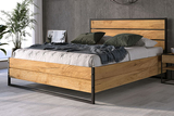 Doppelbett Loft, 140x200, mit Matratze und Stauraum, aus Eichenholz