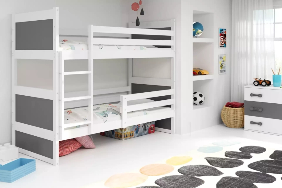 Stockbett für Jugendliche Richard, 90x190, weiß/grau