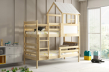 Hochbett in Hausform mit Dach – Erik aus Naturholz 90x190