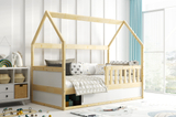 Smart 2 Hausbett für Kinder, 80x160, mit Matratze und Stauraum, naturholz