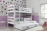 Etagenbett für drei Personen Erik, 90x200, mit Schublade, weiß