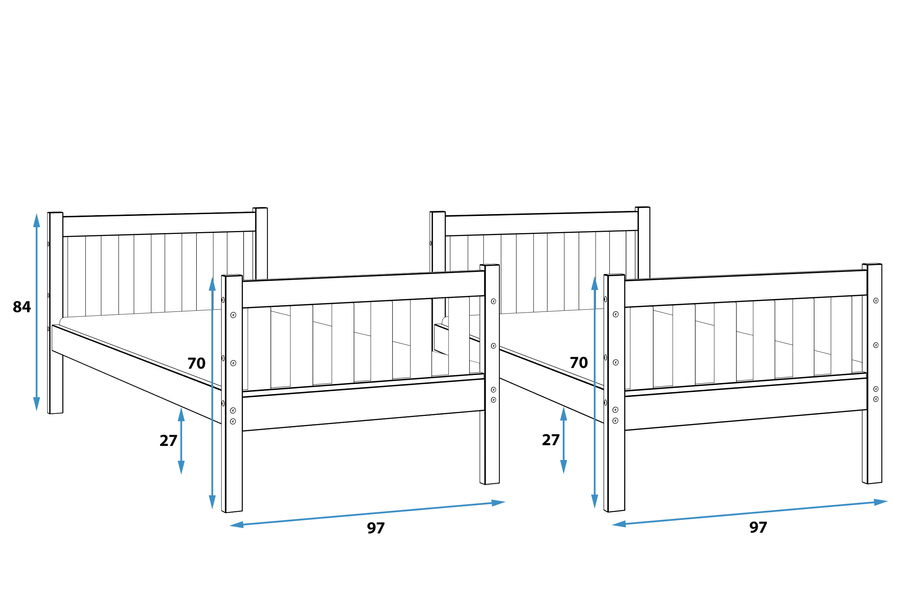 Stockbett für Jugendliche Kacpar, 90X200, mit Schublade, naturholz/weiß