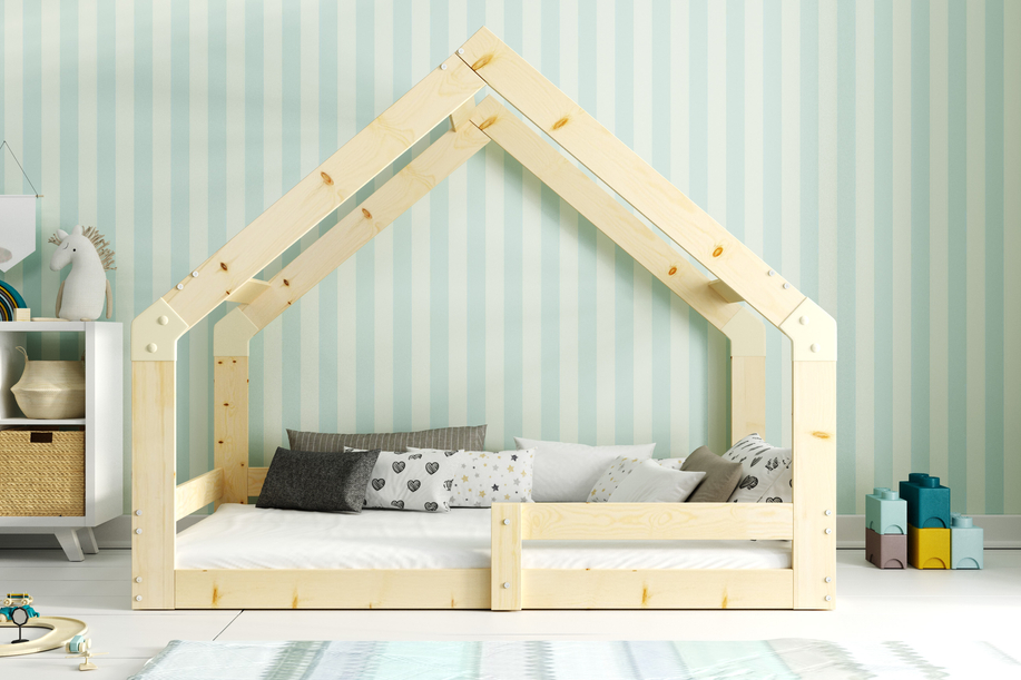 Hausbett für Kinder, 80x160, naturholz