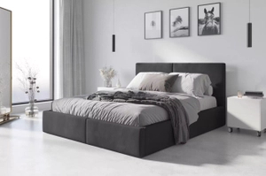 Polsterbett Schlafzimmerbett Doppelbett HILTON 160X200 mit Matratze und Stauraum, graphit