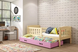 Ausziehbett für Jugendliche Jakob, 90x200, mit Schublade, Kiefer/rosa