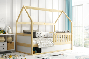 Smart 2 Hausbett für Kinder, 80x160, mit Matratze und Stauraum, naturholz