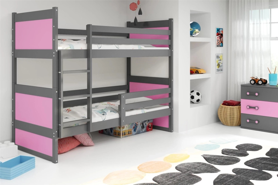 Stockbett für Jugendliche, Richard, 90x190, grau/rosa