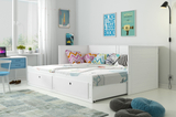 Ausziehbett für Jugendliche Tagesbett Hermes, 80X200, mit Matratze und Schublade, weiß