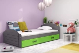 Jugendbett Lilly, 90x200, mit Matratze und Schublade, grau/grün