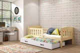 Ausziehbett für Jugendliche Jakob, 90x200, mit Schublade, Kiefer/weiß