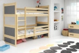 Stockbett für Jugendliche Richard, 90x200, mit Matratze, Kiefer/grau