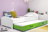 Ausziehbett für Jugendliche Lilly, 90x200, mit Schublade, weiß/grün