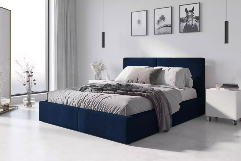 Polsterbett Schlafzimmerbett Doppelbett Hilton 160X200, blau