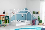 Hausbett 1 für Kinder, 80x160, mit Matratze, weiß
