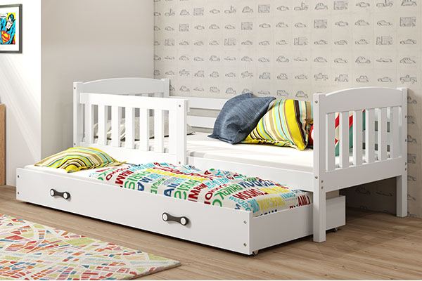 Ausziehbett für Jugendliche Jakob, 80x190, mit Schublade, weiß