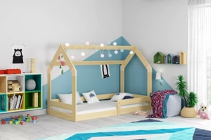 Hausbett 1 für Kinder, 80x160, mit Matratze, Kiefer