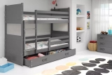 Stockbett für Jugendliche Richard, 90x200, mit Schublade, grau