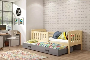 Ausziehbett für Jugendliche Jakob, 90x200, mit Schublade, Kiefer/grau
