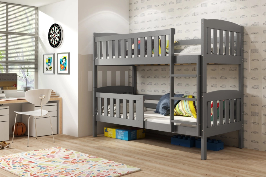 Stockbett für Jugendliche Jakob, 90x190, mit Matratze, grau