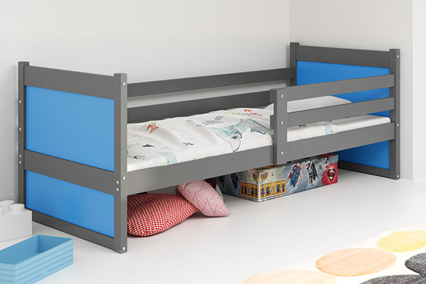 Jugendbett Richard, 90x200, mit Matratze, grau/blau