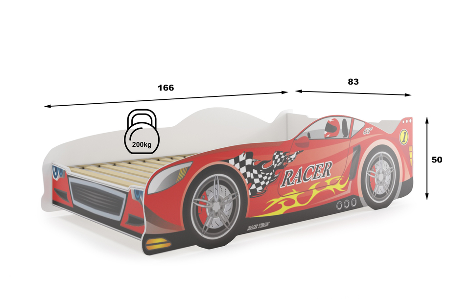 Kinderbett Cars, 80x160, mit Matratze, rot