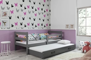 Ausziehbett für Jugendliche Erik, 90x200, mit Matratze und Schublade, grau