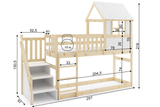 Hochbett-Haus mit Treppe und Dach – Galerie aus Naturholz 90x200