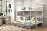 Etagenbett für drei Personen Jakob, 90x190, mit Schublade, weiß/grau