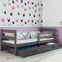 Jugendbett Erik, 90x190, mit Schublade, grau