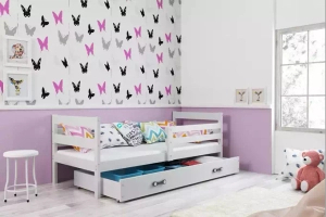 Jugendbett Erik, 90x190, mit Matratze und Schublade, weiß