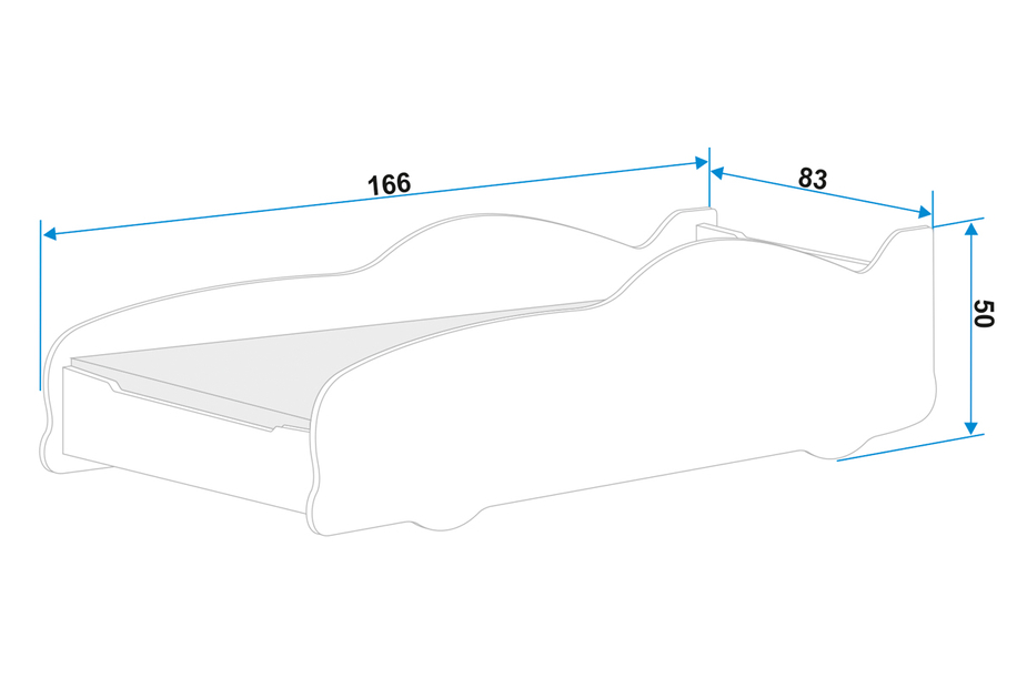 Kinderbett Cars, 80x160, mit Matratze, silber