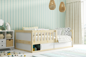 Kinderbett Smart 2, 80x160, mit Matratze und Stauraum, naturholz