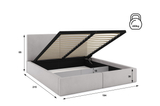 Polsterbett Schlafzimmerbett Doppelbett HILTON 180X200 mit Stauraum, hellgrau