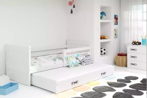Ausziehbett für Jugendliche Richard, 90x190, mit Matratze und Schublade, weiß