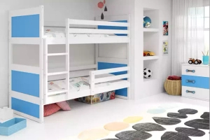 Stockbett für Jugendliche Richard, 90x190, weiß/blau