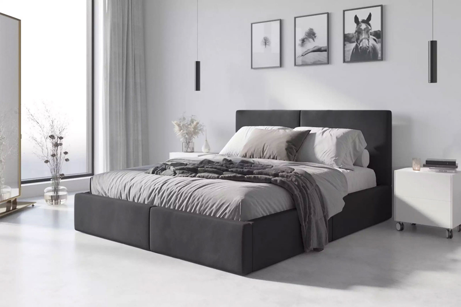 Polsterbett Schlafzimmerbett Doppelbett Hilton 140X200, graphit