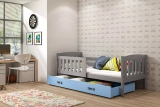 Jugendbett Jakob, 80x190, mit Matratze und Schublade, grau/blau