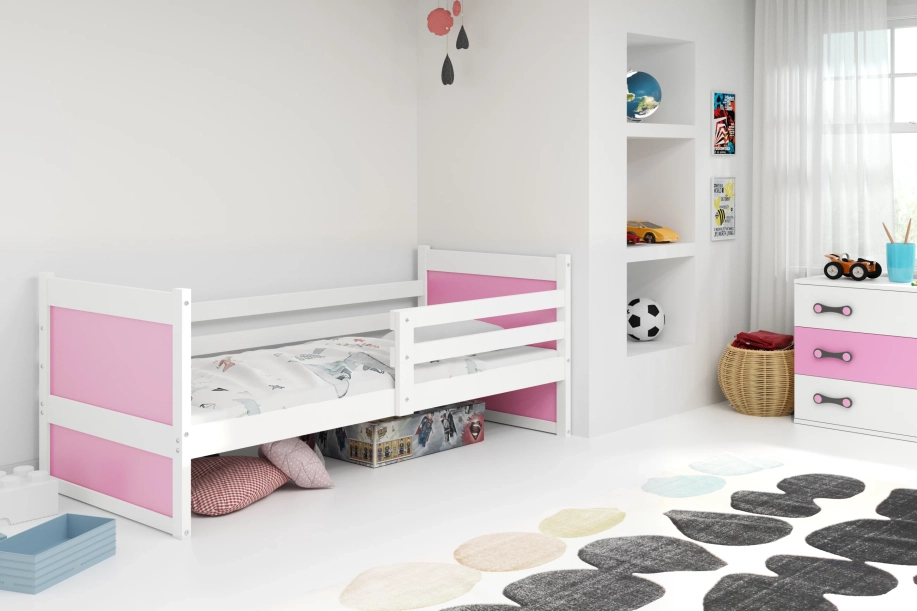 Jugendbett Richard, 90x200, mit Matratze, weiß/rosa